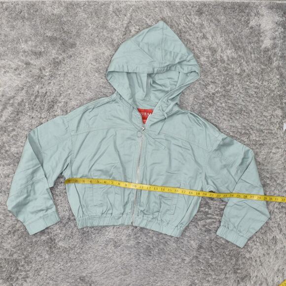 Guess Women's Size S Basic Crop Jacket Green Cotton Blend Zip Solid Long Sleeve - Picture 8 of 8